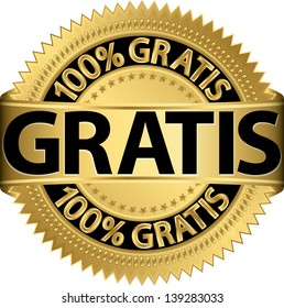 Gratis golden label, vector illustration