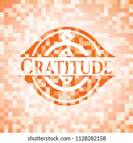 Gratitude abstract orange mosaic emblem