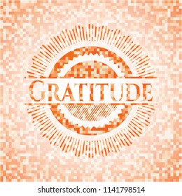 Gratitude abstract orange mosaic emblem with background