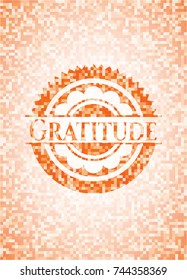 Gratitude abstract orange mosaic emblem