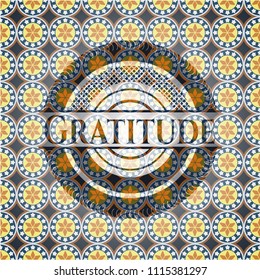 Gratitude arabesGratitude arabesque badge. arabic decoration.que emblem background. arabic decoration.