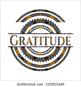 Gratitude arabesque style badge. arabic decoration.