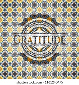 Gratitude arabesque style emblem. arabic decoration.