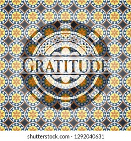 Gratitude arabesque style emblem. arabic decoration.