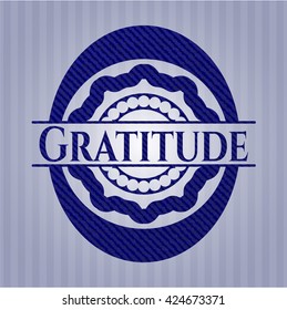 Gratitude badge with denim texture