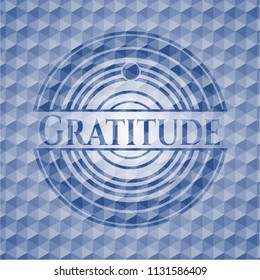 Gratitude blue polygonal emblem.
