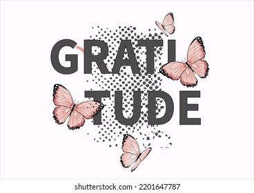 gratitude butterfly vector art design