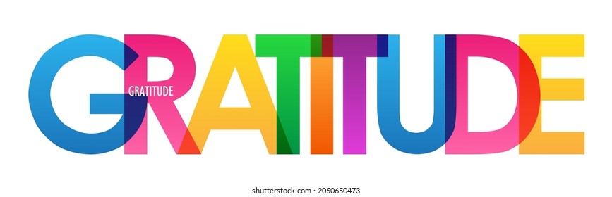 GRATITUDE Colorful Vector Typography Banner On White Background