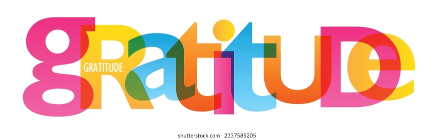 GRATITUDE colorful vector typography banner