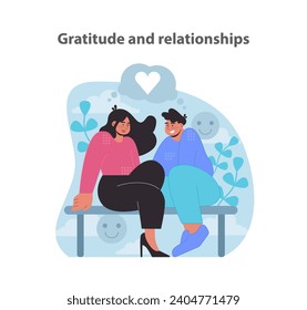 Gratitude in companionship set. A visual narrative of affection and shared contentment. Flat vector illustration.