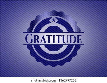 Gratitude emblem with denim texture