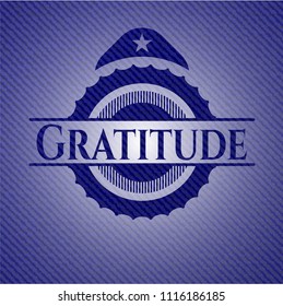 Gratitude emblem with jean texture