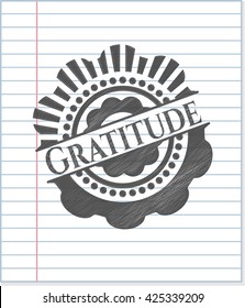 Gratitude emblem with pencil effect