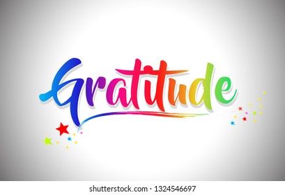 Gratitude Handwritten Word Text with Rainbow Colors and Vibrant Swoosh Design Vector Illustration.