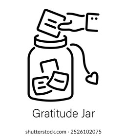 Ícone do jar de gratidão em estilo linear 