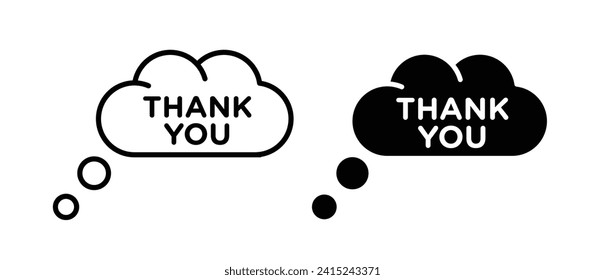 Gratitude Message Line Icon. Thankfulness Speech Bubble Icon in Black and White Color.