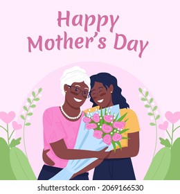 Gratitude for mom social media post mockup. Happy mother day phrase. Web banner design template. Showing appreciation booster, content layout with inscription. Poster, print ads and flat illustration