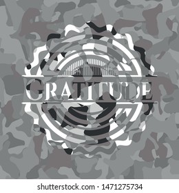Gratitude on grey camo pattern