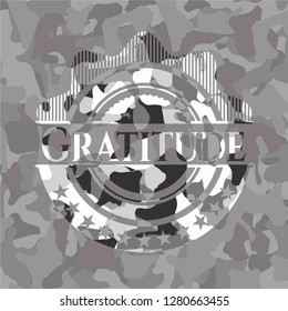 Gratitude on grey camo texture