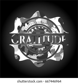 Gratitude on grey camouflaged pattern