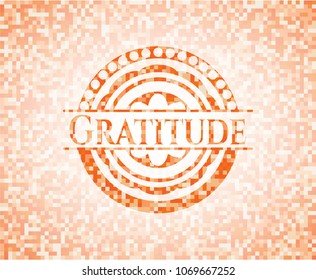 Gratitude orange mosaic emblem with background