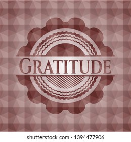 Gratitude red geometric emblem. Seamless.