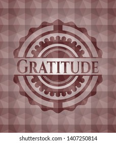 Gratitude red seamless badge with geometric pattern.