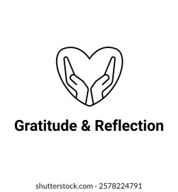 Gratitude and Reflection Icon. Appreciation and Self-Reflection Illustration for Wellness Practices.