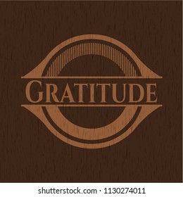 Gratitude retro style wooden emblem