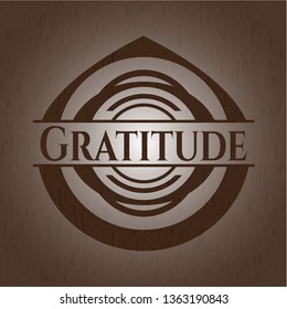 Gratitude retro style wooden emblem