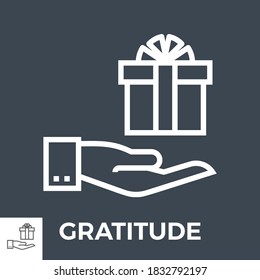 Gratitude Thin Line Vector Icon Isolated on the Black Background.