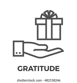 Gratitude Thin Line Vector Icon Isolated on the White Background.
