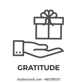 Gratitude Thin Line Vector Icon Isolated on the White Background.