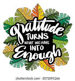 Gratitude turns what we have into enough. Motivational quote poster.