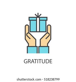 Gratitude vector icon that shows concept such as gift, rewards, can be use for personal or commercial use