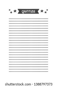 Gratitude. Vector Template for Agenda, Planner and Other Stationery. Printable Organizer for Study, School or Work. Objects Isolated on White Background.