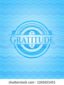 Gratitude water wave emblem background.
