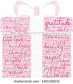 Gratitude word cloud on a white background. 