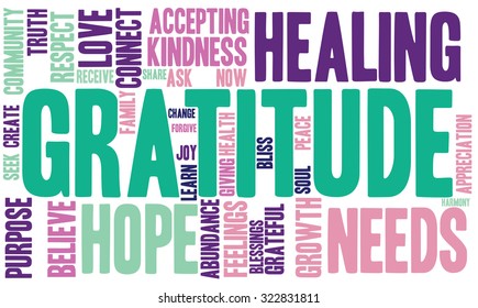 Gratitude Word Cloud On a White Background. 