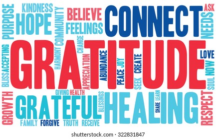 Gratitude Word Cloud On a White Background. 