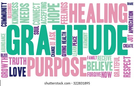 Gratitude Word Cloud On a White Background. 