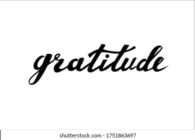 Gratitude word hand lettering vector isolated on white background. 