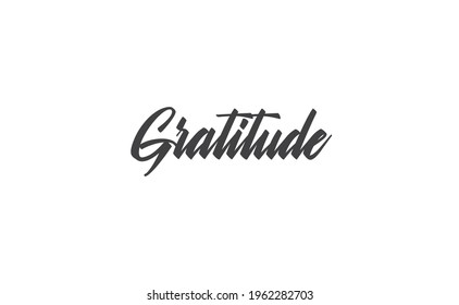Gratitude word lettering design. Hand drawn lettering style. Thankful and motivational message.