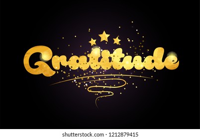 gratitude word with star and golden color suitable for card icon or typography logo design