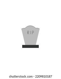 Grave with a black tombstone vector isolated on white background. Halloween vector. Perfect for coloring book, textiles, icon, web, painting, children's books, t-shirt print.