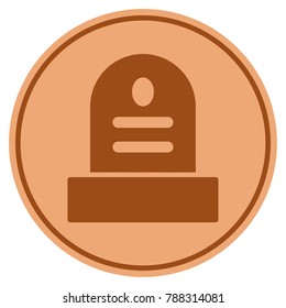 Grave bronze coin icon. Vector style is a copper flat coin symbol.