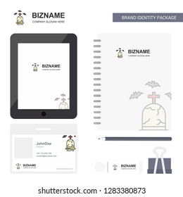 Grave Business Logo, Tab App, Diary PVC Employee Card and USB Brand Stationary Package Design Vector Template
