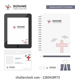 Grave Business Logo, Tab App, Diary PVC Employee Card and USB Brand Stationary Package Design Vector Template