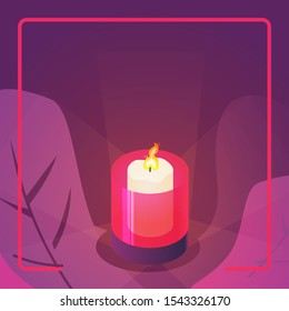 Grave Candle. Vector Isometric Illustration.