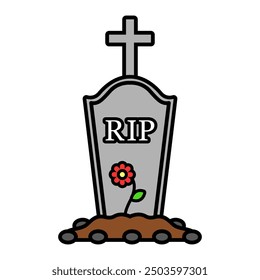 Grave cartoon. Halloween grave cartoon. Digital art illustration.